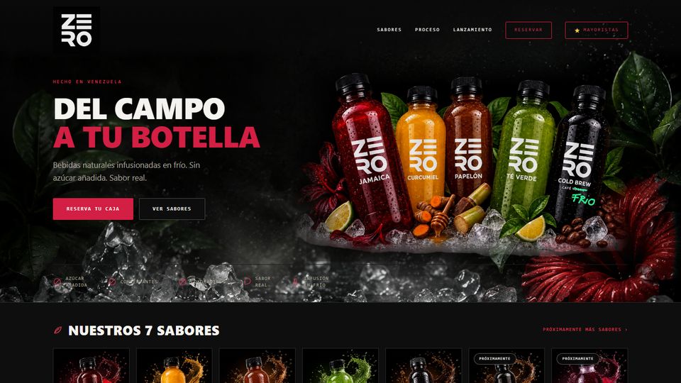 Página web de ZERO Drinks